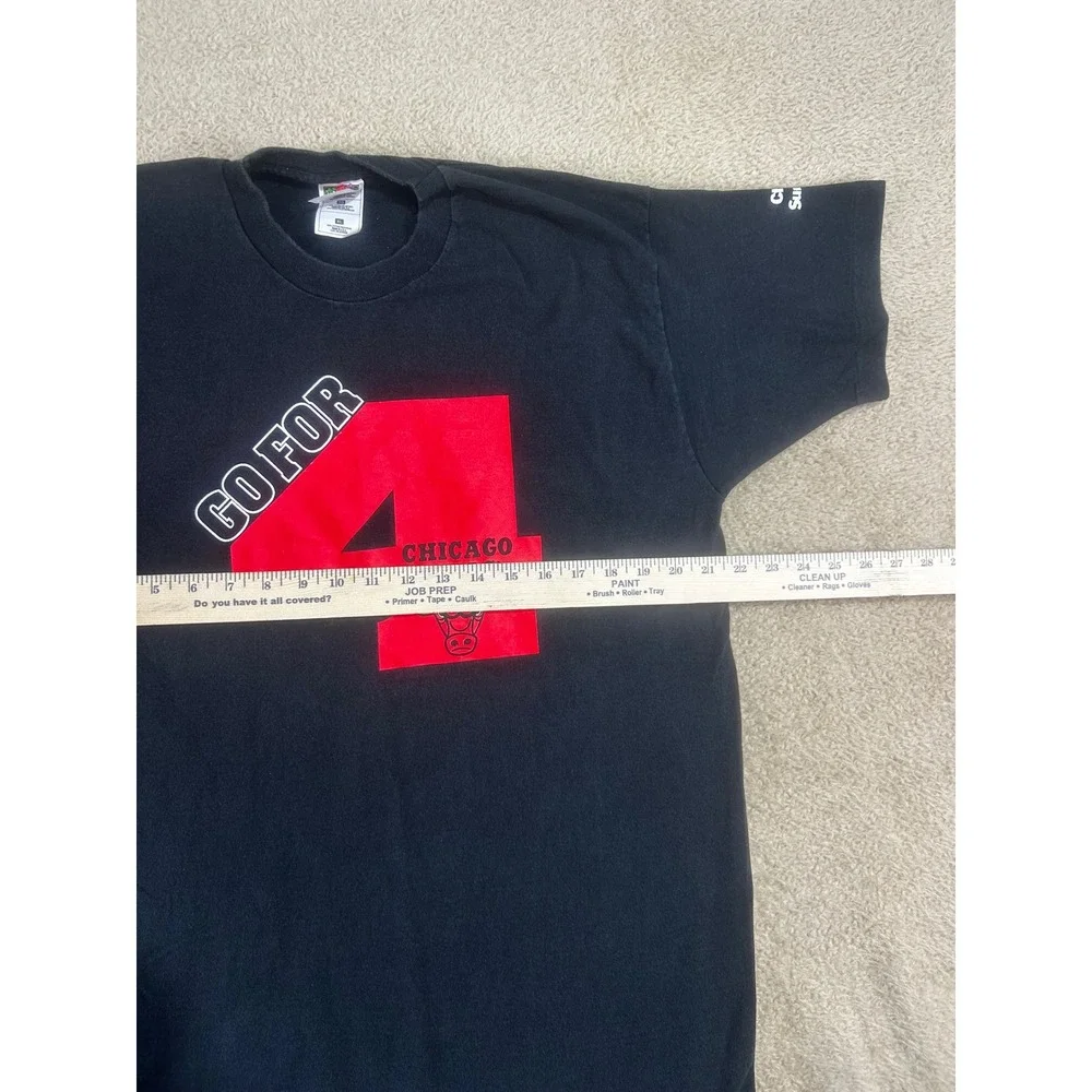 Vintage 1996 Chicago Bulls GO FOR 4 Tee Men XL‎ Fruit of the Loom Single Stitch